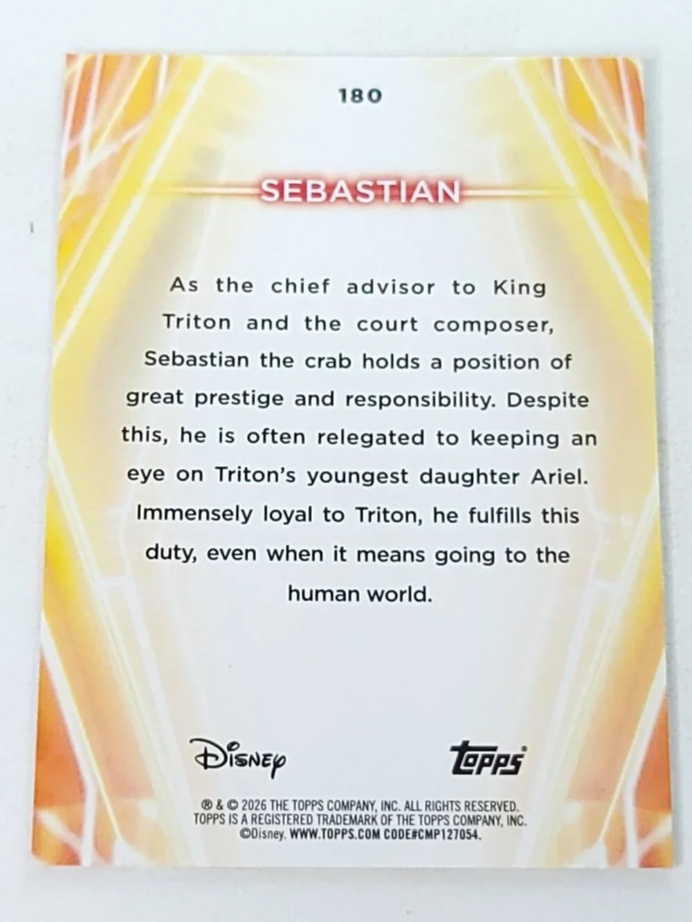 Sebastian Topps 2026 Disney Neon Holo Parallel Refractor Limited 11/99 - Picture 5 of 5